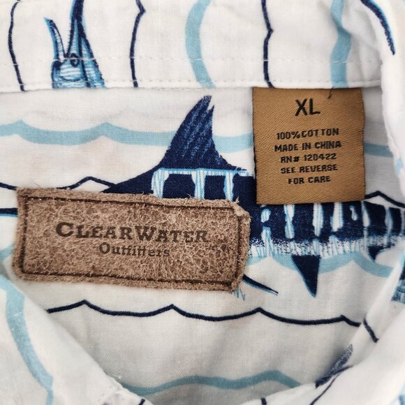 Clearwater Outfitters Shirt Fish Print Swordfish Sailfish Baja Button Up XL EUC - Picture 9 of 12